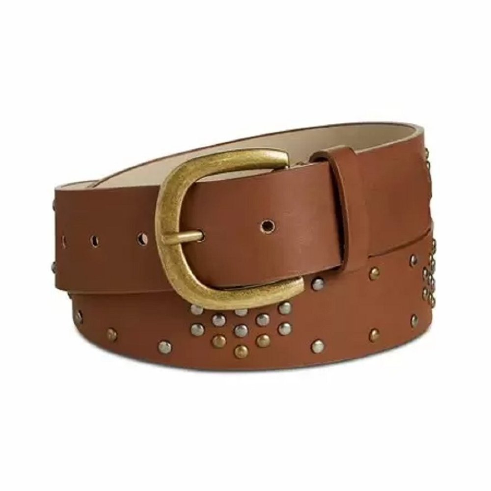 INC International Concepts Studded Belt (Cognac, Size Medium)